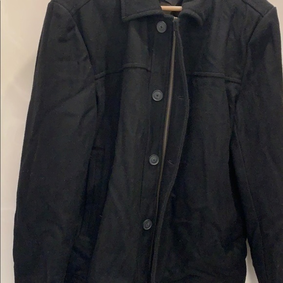 Black Wool Zip and Button Jacket - Picture 3 of 6